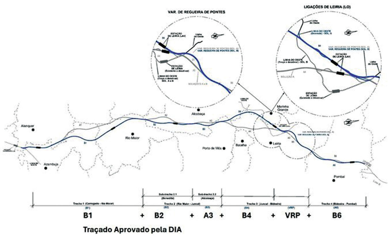 Traçado de Linha de Alta Velocidade em Leiria