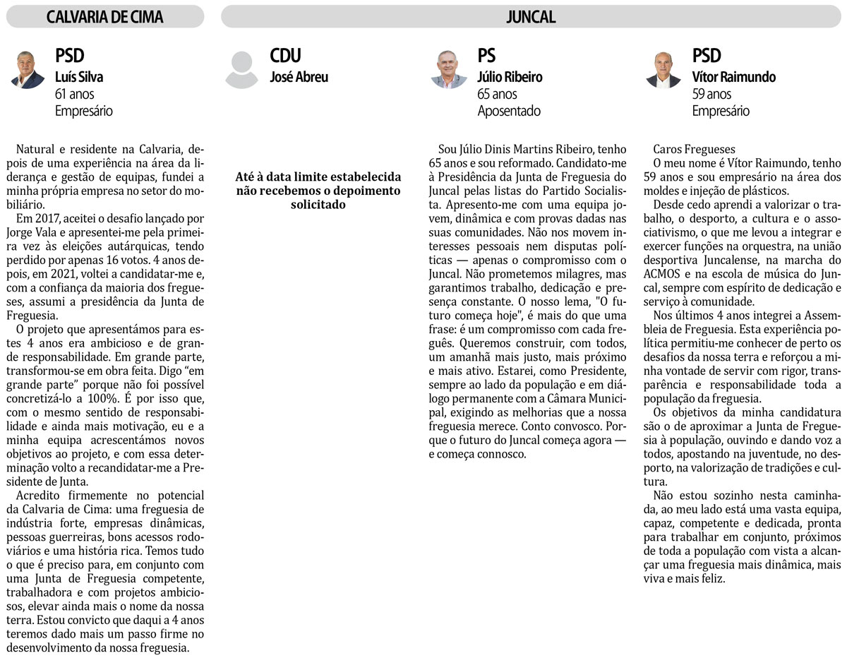 Autarquicas 2025 Freguesias 3 | Jornal O Portomosense